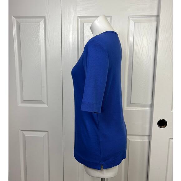 Chico's Women's Tee Blue Short Sleeeve Blouse Size 1 (M) - Picture 2 of 8